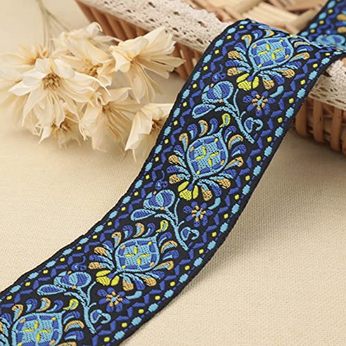 Boho Jacquard Schleifenband Blumenband 4,5 m blaue Stickerei Jacquard Borte zum Nähen, handgefertigte Tasche, Kleidung Dekoration von AIETSYEI