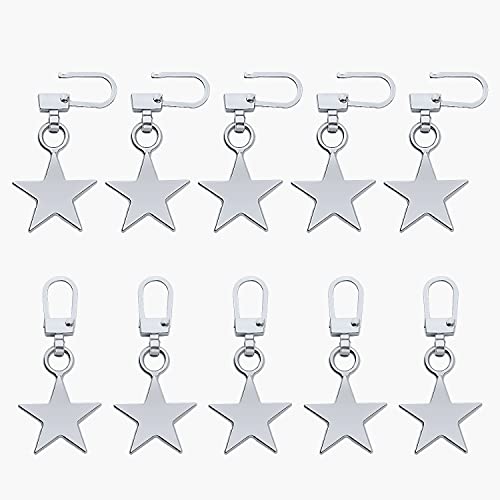 10 Stück Metall Zipper Pull Ersatz, Zink Legierung Fünfzackiger Stern Geformt Reissverschluss Reparatur Set für Kleidung Jacke Jeans Hosen Koffer Geldbörse Rucksack (Silber) von AIEX