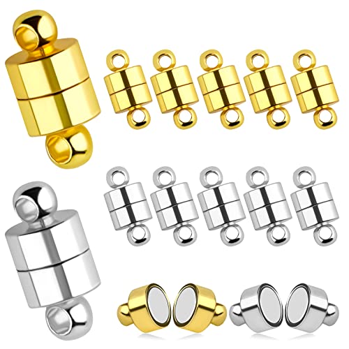 AIEX 12pcs Magnetverschlüsse Schmuck, Magnetverschlüsse für Armbänder mit Runder Schnalle, Magnetische Verschlüsse Magnetische Schmuckverschlüsse für Die Herstellung von Schmuckketten (Gold, Silber) von AIEX