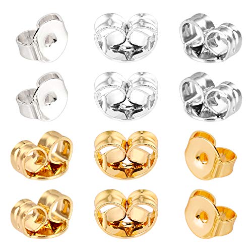 AIEX 12stk 925 Sterling Silber 14K Gold Ohrring Stopper Ohrstopper Ohrstecker Schmetterling Verschlüsse Universal Größe für Ohrstecker Schmuckherstellung (6×5mm) von AIEX