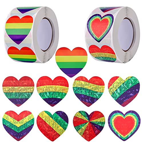 AIEX 2 Rollen 1000 Stück Aufkleber Gay Pride, Aufkleber Lgbt Sticker Gay Pride Lgbt Sticker selbstklebend Regenbogen für Umschläge und Veranstaltungen der Lesbischen Gruppe, 3,8 x 3,8 cm von AIEX