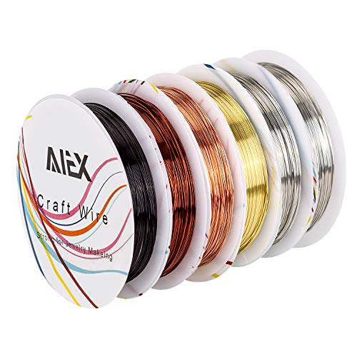 AIEX 6 Rollen mit 26 Gaugen, Eisendraht, Metalldraht, Schmuck aus Kupfer, für Handwerk, Perlen zur Schmuckherstellung von AIEX