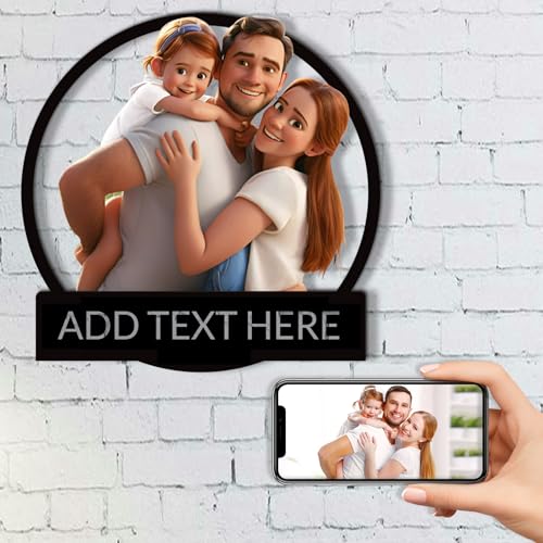 AIFLM Personalisierte 3D Cartoon Stil Foto Holz Fotorahmen Zeichen - Benutzerdefinierte Familie Foto 3D Cartoon Portrait Geschenk Karikatur Bilderrahmen - Hochzeitstag Weihnachtspaar Geschenk von AIFLM