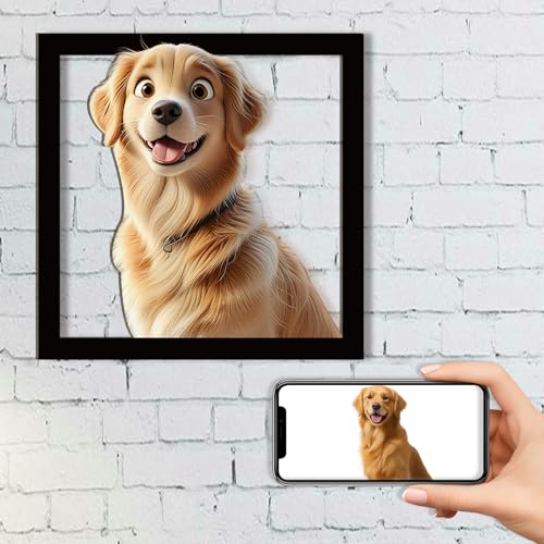 AIFLM Personalisierte 3D Cartoon Stil Foto Holz Fotorahmen Zeichen - Benutzerdefinierte Familie Foto 3D Cartoon Portrait Geschenk Karikatur Bilderrahmen - Hochzeitstag Weihnachtspaar Geschenk von AIFLM