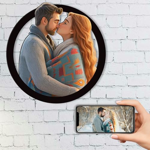 AIFLM Personalisierte 3D Cartoon Stil Foto Holz Fotorahmen Zeichen - Benutzerdefinierte Familie Foto 3D Cartoon Portrait Geschenk Karikatur Bilderrahmen - Hochzeitstag Weihnachtspaar Geschenk von AIFLM