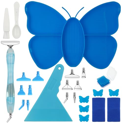 AIFUDA Diamond Art Painting Pen Kits, 32 pcs Diamond Art Painting Accessories Tools Diamond Art Painting Kit Tools with Butterfly Diamond Paint Tray for DIY Art & Craft von AIFUDA