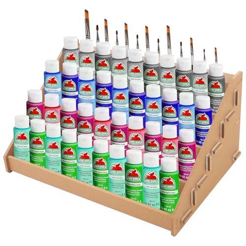 AIHSUMC Holz Paint Rack, 4-lagiges Farbständer mit 13 Pinselfächern Tabletop Farben Aufbewahrung Modellfarben-Palette Paint Station Modelbauwerkzeuge, Bastel Farbregal Organizer(Universal) von AIHSUMC