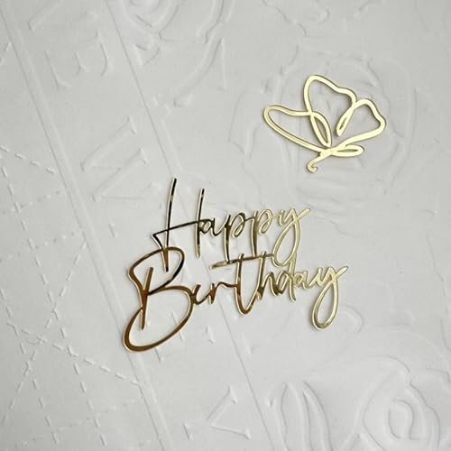 AILEXI 2 Stück Acryl-Glitzer-Kuchendekoration – Happy Birthday Schmetterling-Set A801 von AILEXI