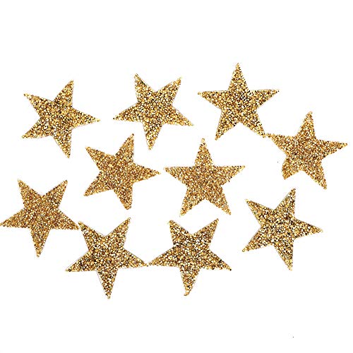 10 Stücke Stern Patches Stern Hot Strass Aufkleber Schmelzklebstoff DIY Kleidung Telefon Dekoration Zubehör (Gold) von AILOOCEDI