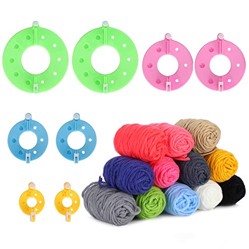 Pompom Maker Kits Bunte Fluff Ball Weaver Woll Garn Strick Werkzeuge Kommt mit 12 Verschiedenen Garn Farben, um Verschiedene Handwerkliche Projekte mit Seil und Schere zu von AILOOCEDI