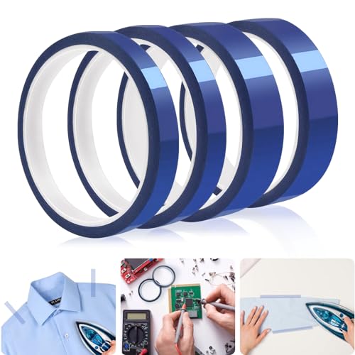 4 Rollen Hitzebeständiges Klebeband, Wärmeband für Sublimation, Wärmeübertragungs Band, Thermo Klebeband Blaues Keine Rückstände für Elektronik Druck Leiterplatten DIY Handwerk( 10mm/20 mm x 33m) von AILUYA