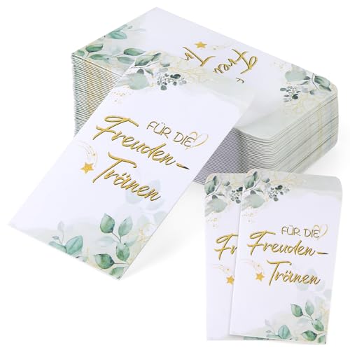 50 Stück Freudentränen Hochzeit Taschentücher Banderolen, Freudentränen Taschentuchhalter, Mini Freudentränen Hochzeit Papiertüten für Hochzeitsdeko, Gastgeschenke von AILUYA