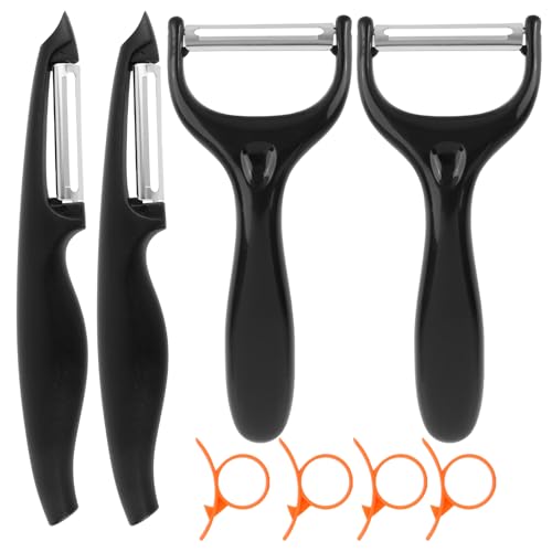 8 Stück Sparschäler Set, Edelstahl Kartoffelschäler, Zitrone Orange Peeler, Gemüseschäler, Spargelschäler, Y-förmige Swivel Peeler, I Form Obstschäler für Karotten Gemüse Obst (schwarz/orange) von AILUYA