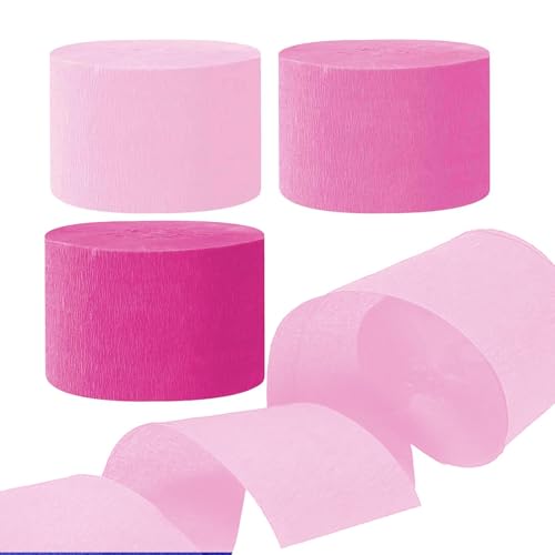 6 Rollen Krepppapier Luftschlangen Rosa und Weiss Kreppbänder Rosa und Weiß Party Dekoration(4.5 cm x 25 m) von AIM & GGKK