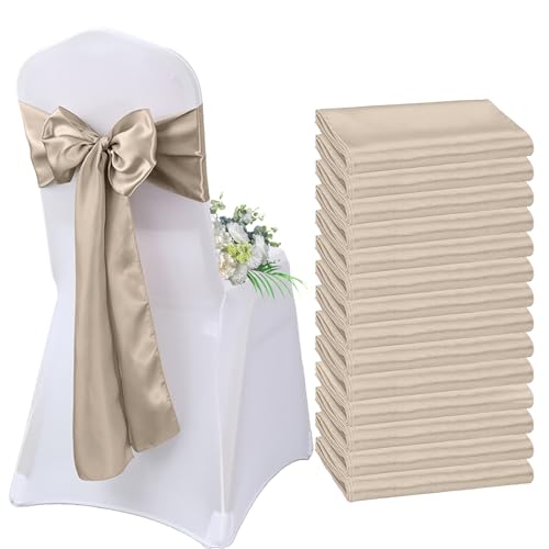 AIMENJOY Satin-Stuhlschärpen, Schleifen, Dekoration, Stuhlbezug für Hochzeitsempfang, Stuhlbänder, Schleifen für Bankett, Party, Event-Dekorationen (Coffee-1,10) von AIMENJOY