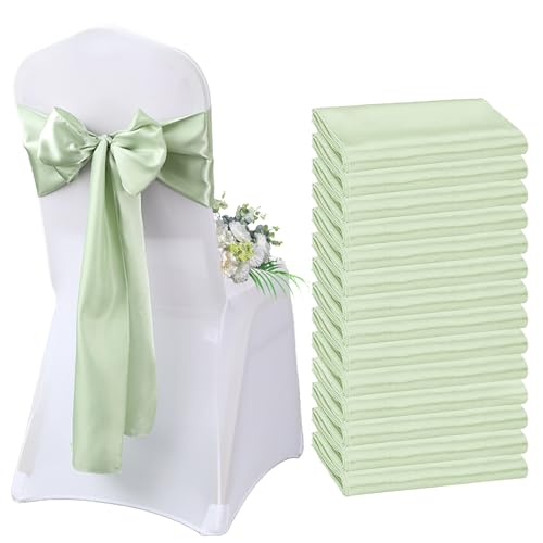 AIMENJOY Satin-Stuhlschärpen, Schleifen, Dekoration, Stuhlbezug für Hochzeitsempfang, Stuhlbänder, Schleifen für Bankett, Party, Event-Dekorationen (Green-1,10) von AIMENJOY