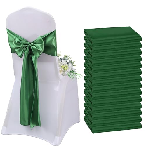 AIMENJOY Satin-Stuhlschärpen, Schleifen, Dekoration, Stuhlbezug für Hochzeitsempfang, Stuhlbänder, Schleifen für Bankett, Party, Event-Dekorationen (Green-2,10) von AIMENJOY