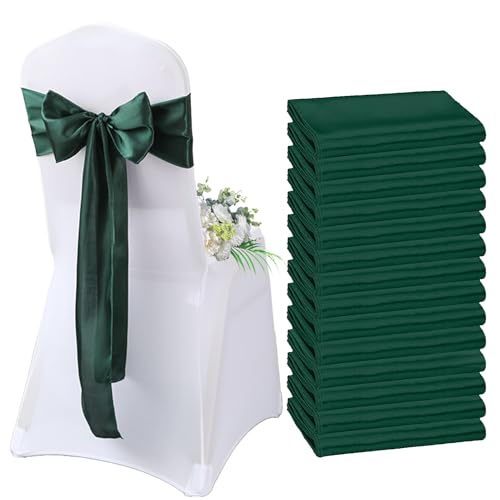 AIMENJOY Satin-Stuhlschärpen, Schleifen, Dekoration, Stuhlbezug für Hochzeitsempfang, Stuhlbänder, Schleifen für Bankett, Party, Event-Dekorationen (Green-3,10) von AIMENJOY