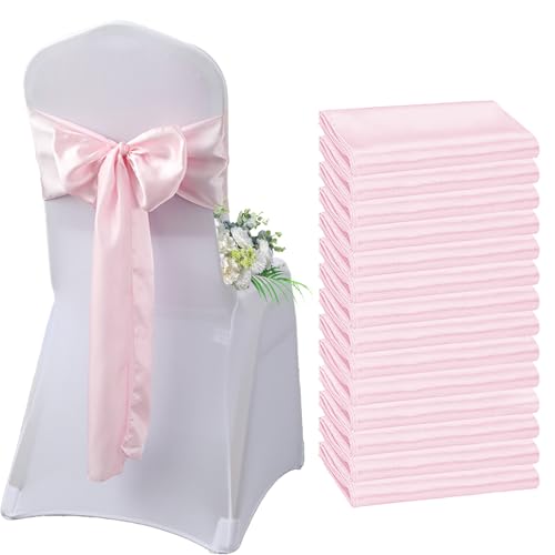 AIMENJOY Satin-Stuhlschärpen, Schleifen, Dekoration, Stuhlbezug für Hochzeitsempfang, Stuhlbänder, Schleifen für Bankett, Party, Event-Dekorationen (Pink-1,10) von AIMENJOY