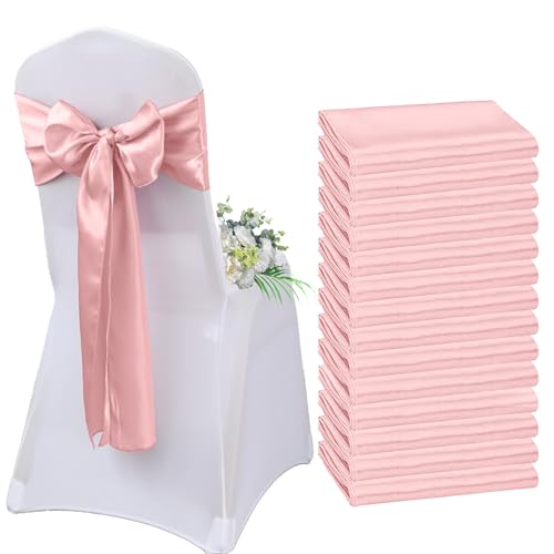 AIMENJOY Satin-Stuhlschärpen, Schleifen, Dekoration, Stuhlbezug für Hochzeitsempfang, Stuhlbänder, Schleifen für Bankett, Party, Event-Dekorationen (Pink-2,10) von AIMENJOY