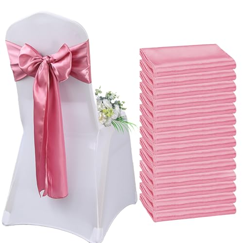 AIMENJOY Satin-Stuhlschärpen, Schleifen, Dekoration, Stuhlbezug für Hochzeitsempfang, Stuhlbänder, Schleifen für Bankett, Party, Event-Dekorationen (Pink-4,10) von AIMENJOY