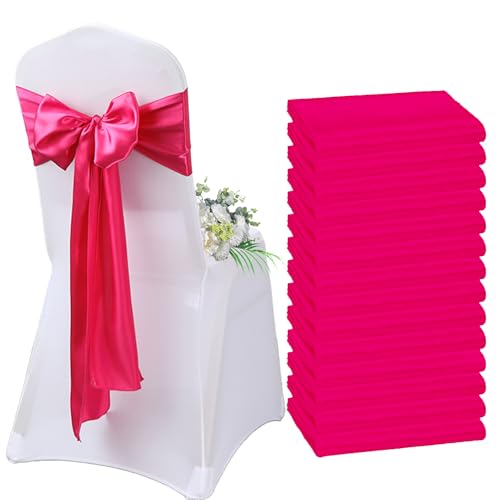 AIMENJOY Satin-Stuhlschärpen, Schleifen, Dekoration, Stuhlbezug für Hochzeitsempfang, Stuhlbänder, Schleifen für Bankett, Party, Event-Dekorationen (Red Rose,10) von AIMENJOY