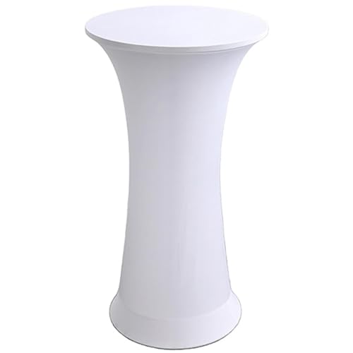 Stehtisch Hussen Stehtische Spandex Stretch Tischdecke, Für Tische Mit Rundem Boden Tische Mit Runder Fußplatte Runder Bistrotisch Stehtisch (White,60cm-1PC) von AIMENJOY