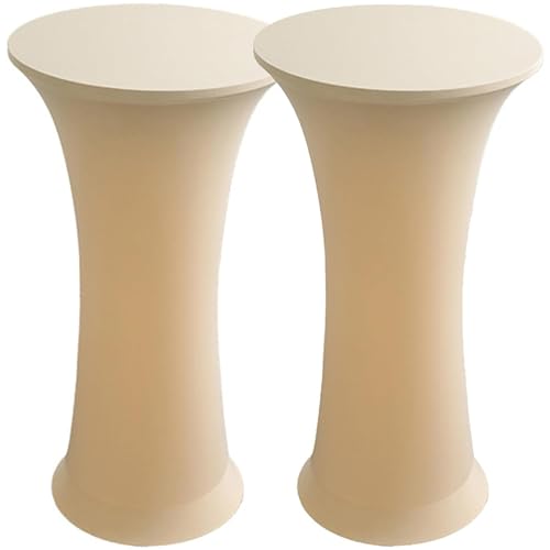 AIMENJOY Stehtisch Hussen Stehtische Spandex Stretch Tischdecke, Für Tische Mit Rundem Boden Tische Mit Runder Fußplatte Runder Bistrotisch Stehtisch (Beige,60cm-2PCS) von AIMENJOY