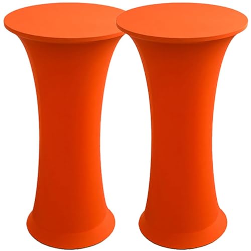 Stehtisch Hussen Stehtische Spandex Stretch Tischdecke, Für Tische Mit Rundem Boden Tische Mit Runder Fußplatte Runder Bistrotisch Stehtisch (Orange,80cm-2PCS) von AIMENJOY