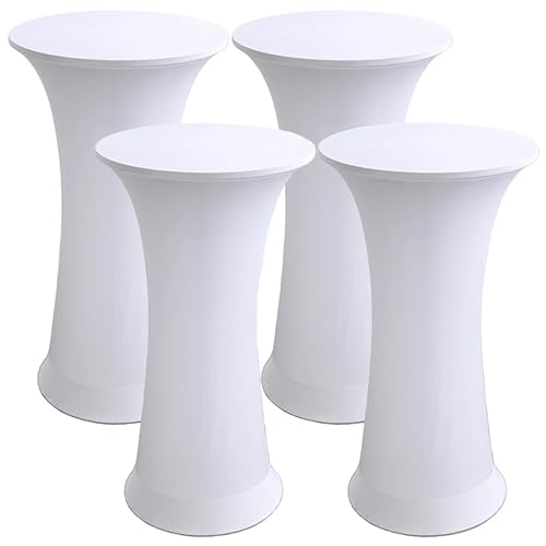 Stehtisch Hussen Stehtische Spandex Stretch Tischdecke, Für Tische Mit Rundem Boden Tische Mit Runder Fußplatte Runder Bistrotisch Stehtisch (White,60cm-4PCS) von AIMENJOY