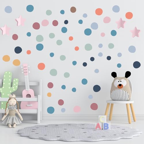 AINIUNIU 300 Stück Wandtattoo Punkt, Bunt Wandtattoo Wandsticker,Aquarell Polka Dots Wandaufkleber, Unregelmäßige Selbstklebend Kreise Wandtattoo für Mädchen Junge Schlafzimmer Babyzimmer Kinder von AINIUNIU