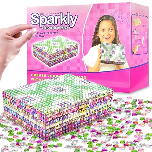 AIOSUY Diy Diamond Painting Schmuckkästchen,Schmuckschatulle Holz mit Schnalle Mädchen, Diamant Malerei Kinder,DIY Bastelset Kinder,Schmuckkästchen Basteln für Mädchen Kreative Geburtstag Geschenk von AIOSUY