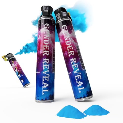 1kg Gender Reveal Konfetti Kanone Poppers, Gender Reveal Rauchbombe, 100% Biologisch Abbaubare Babyparty Sicher Pulverrauch, Partyzubehör für Jungen Mädchen (500 g pro Flasche Blau) von AIOWZZY