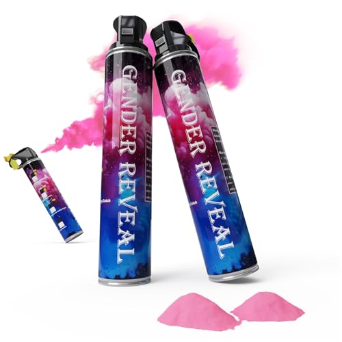 1kg Gender Reveal KonfettiKanone Poppers, Gender Reveal Rauchbombe, 100% Biologisch Abbaubare Babyparty Sicher Pulverrauch, Babyparty-Konfetti-Kanonen, Partyzubehör (500 g pro Flasche Rosa) von AIOWZZY