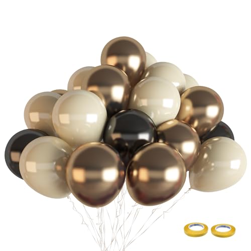 Luftballons Geburtstag Luftballons Bunt 65 Stück, Luftballon Schwarz Gold Weißen, 30cm Helium Ballons Set Luftballons Hochzeit Set mit 2 Rollen Band als Geburtstag, Festival Party 67pcs Gold Balloons von AIOWZZY