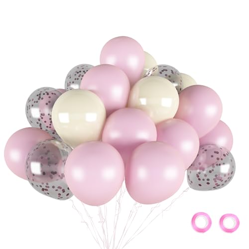 Luftballons Geburtstag Luftballons Bunt 65 Stück, Luftballon Rosa Sandweiße, 30cm Helium Ballons Set Luftballons Hochzeit Set mit 2 Rollen Band als Geburtstag, Baby Shower Party 67pcs Pink Balloons von AIOWZZY