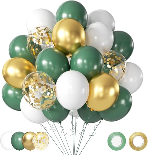 Luftballons Grüne Salbei Grün Gold Weiß luftballons hochzeit Set 50 Stück 30cm Helium Grün Gold Ballons Luftballons Retro Grune Latex Luftballons für Geburtstag Hochzeit Babyparty Party Dekoration von AIOZX