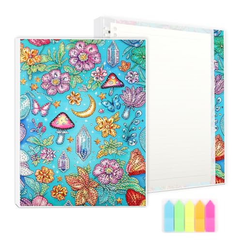 AIRDEA 120 Seiten 205 x 275 mm Liniert Diamond Painting Notizbuch, Collegeblock Notebook Diamond Painting Erwachsene, Ringbuch Notizbuch Spiralblock, Bunte Fantasieblumen von AIRDEA