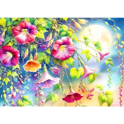 AIRDEA 40x30cm Diamond Painting Erwachsene, Blumen Mond 5D Diamond Painting Bilder Erwachsene, DIY Diamantmalerei Bastel Set Nach Zahlen Heimdekor Geschenk von AIRDEA