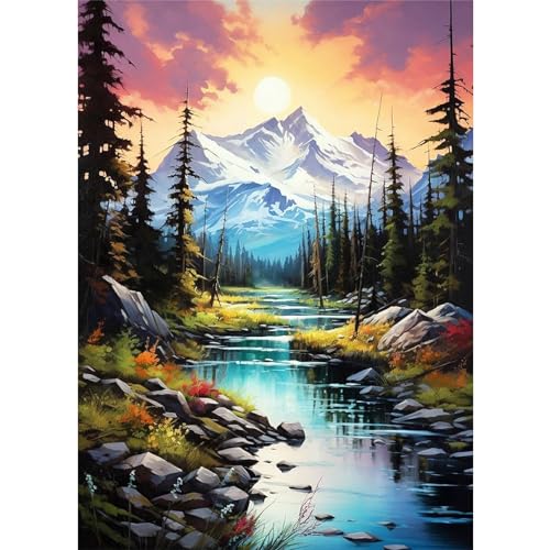 AIRDEA 5D Gebirgs Flusslandschaft Diamond Painting Erwachsene, DIY Diamond Painting Bilder Erwachsene, Diamantmalerei Bastel Set Nach Zahlen Heimdekor Geschenk 30x40cm von AIRDEA