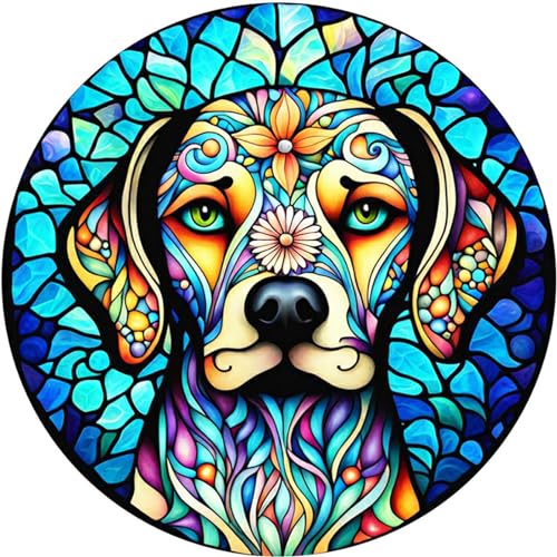 AIRDEA 5D Hund-Buntglas Diamond Painting Erwachsene, DIY Diamond Painting Bilder Erwachsene, Diamantmalerei Bastel Set Nach Zahlen Heimdekor Geschenk 30x30CM von AIRDEA