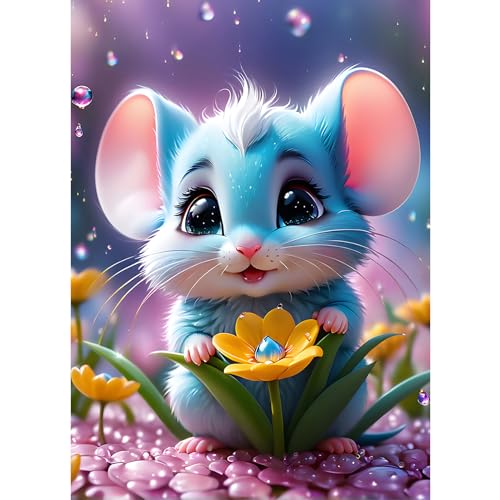 AIRDEA 5D Süße kleine Maus Diamond Painting Erwachsene, DIY Diamond Painting Bilder Erwachsene, Diamantmalerei Bastel Set Nach Zahlen Heimdekor Geschenk 30x40cm von AIRDEA