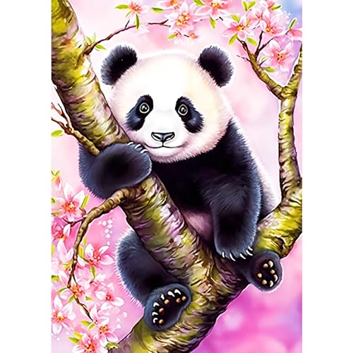 AIRDEA 5D Süßer Panda Diamond Painting Erwachsene Kits, DIY Diamond Painting Bilder, Mosaikherstellung Malen Nach Zahlen, Full Drill Malerei Kits für Home Wand Décor 30x40cm von AIRDEA