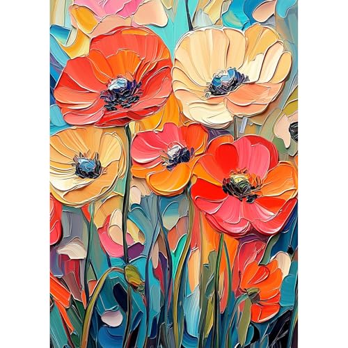 AIRDEA Abstrakte Mohnblumen Diamond Painting Erwachsene, DIY 5D Blumenlandschaft Diamant Painting Bilder, Bastelset Erwachsene Frauen als Haus Wanddeko 30x40 cm von AIRDEA