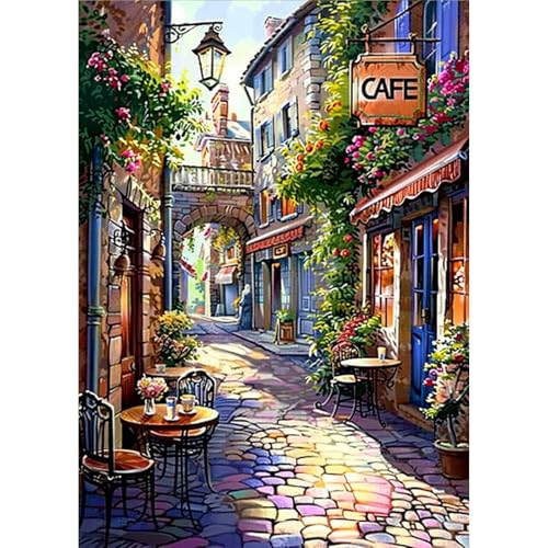 AIRDEA Landschaft Diamond Painting Erwachsene, DIY 5D Alte Straße Diamant Painting Bilder, Bastelset Erwachsene Frauen als Haus Wanddeko 30x40 cm von AIRDEA