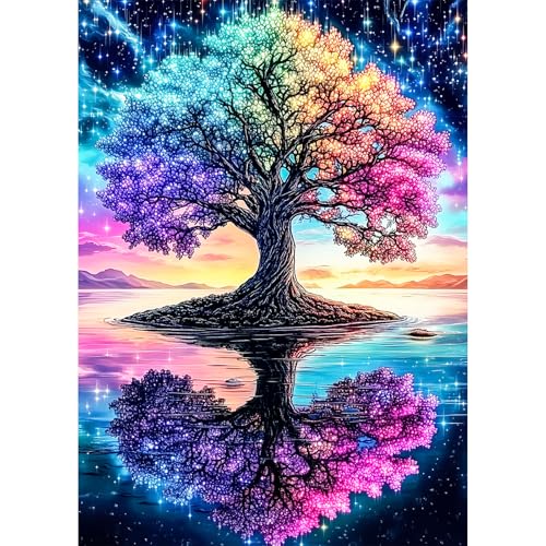 AIRDEA Baum des Lebens Diamond Painting Erwachsene, DIY 5D Sternenhimmel Diamant Painting Bilder, Bastelset Erwachsene Frauen als Haus Wanddeko 30x40 cm von AIRDEA