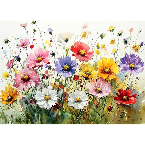 AIRDEA Blume Diamond Painting Erwachsene, DIY 5D Bunte Blume Diamant Painting Bilder, Bastelset Erwachsene Frauen als Haus Wanddeko 40x30 cm von AIRDEA