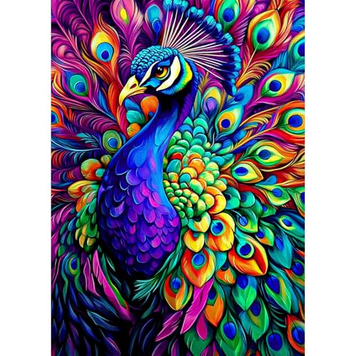 AIRDEA Bunter Fantasie-Pfau Diamond Painting Erwachsene Bilder Set 30x40 cm von AIRDEA