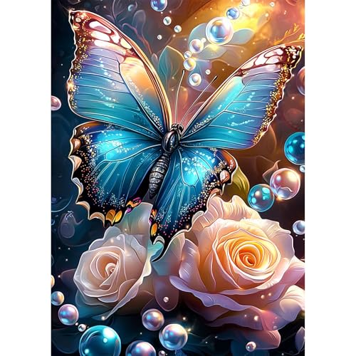 AIRDEA Schmetterling Diamond Painting Erwachsene, DIY 5D Fantasielandschaft Diamant Painting Bilder, Bastelset Erwachsene Frauen als Haus Wanddeko 30x40 cm von AIRDEA