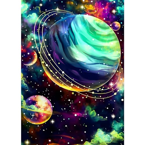 AIRDEA Buntes Planeten Universum Diamond Painting Erwachsene, 5D DIY Diamond Painting Bilde Malerei Kits für deko wohnzimmer, wanddeko, deko schlafzimmer 30x40cm von AIRDEA